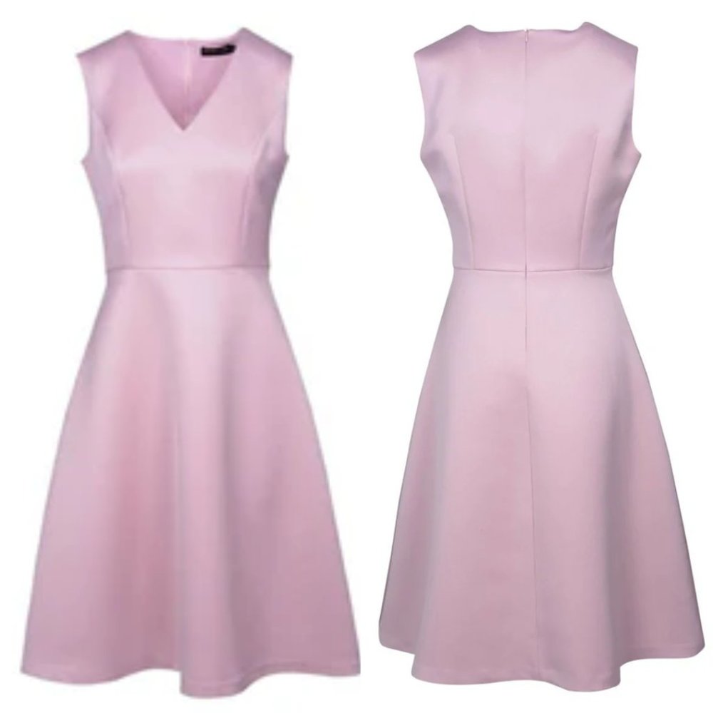 NWT WOMEN'S HOTTIE + LORD A LINE PINK V-NECK SLEEVELESS MIDI DRESS